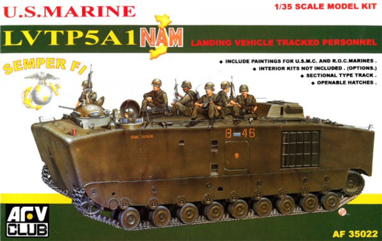 AFV Club 1/35 US Marine LVTP5A1 Amphibious Transporter Vietnam Plastic Model
